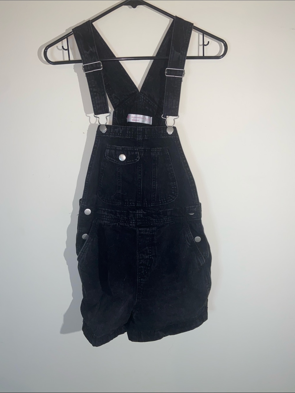 No Boundaries Black Denim Short Overalls Size XS